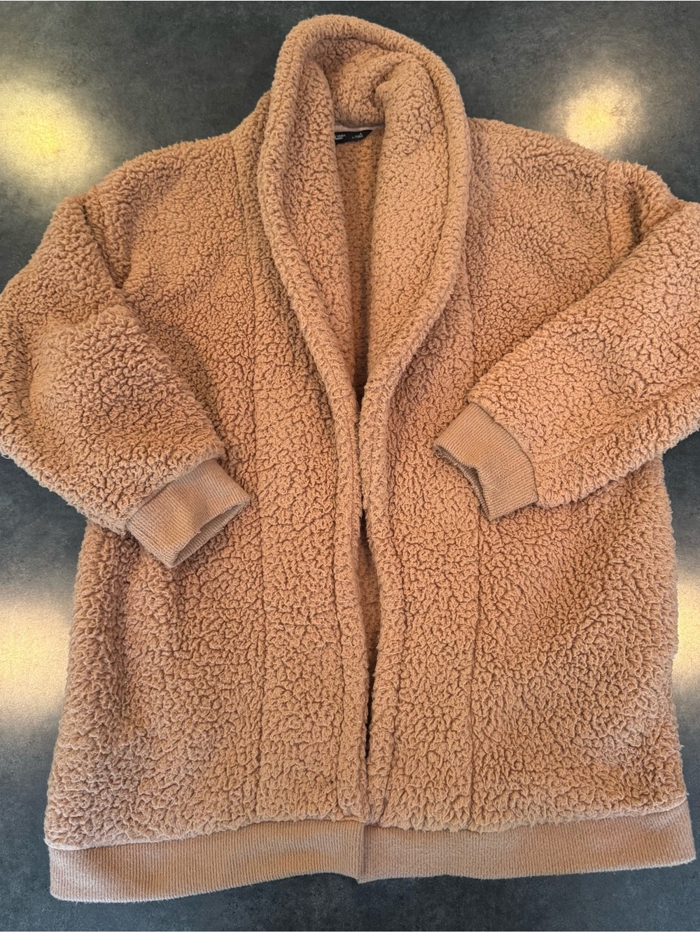 Simply Vera Wang Cozy Sherpa Fleece Pullover Hoodie – Tan/Camel – Size Large
